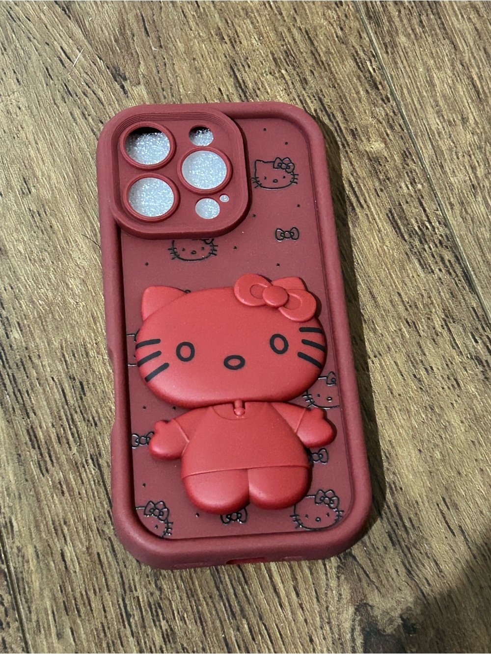 iphone 16 pro Red Hello Kitty Silicone Phone Case with 3D Character Grip